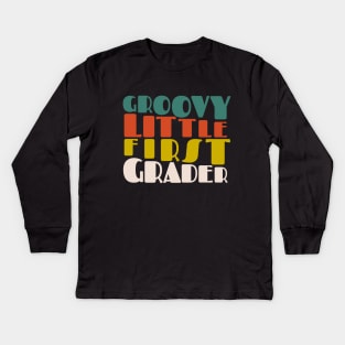 Groovy Little First Grader First Day of School Kids Long Sleeve T-Shirt